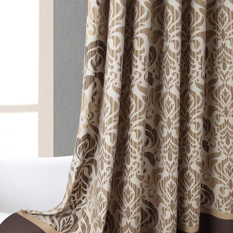 BESTRIPES Long Fabric Shower Curtain, Brown Tan Gold Printed Boho Paisley Damask Pattern Shower Curtains for Bathroom, Waterproof Bathroom Curtains, 72" W x 78" H - Image 5