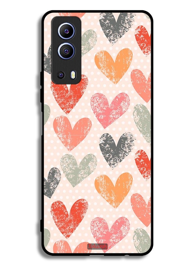 Tolwak Vivo Y72 5G Protective Case Cover Hearts Art - Image 2