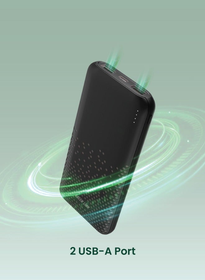 GREEN LION 2x Rome 10000mAh Dual USB-A Power Banks / Type-C & Micro Input / Long Life Battery / Charging Protection / ABS+PC Material - Black - Image 2