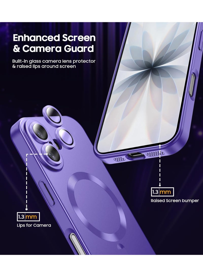 Magnetic for iPhone 17 Case,Comes with Camera Lens Protector,Compatible with Magsafe,Soft TPU Full Protection Slim Smooth Bumper Shockproof Phone Cover (Purple) - Image 5