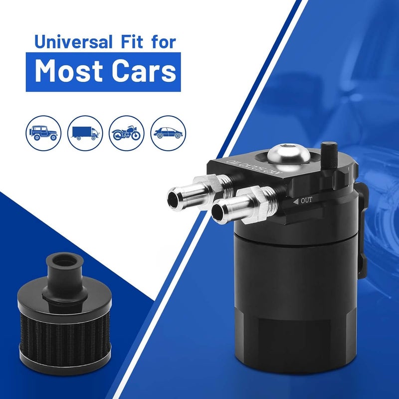 BOMLING Universal Baffled Oil Catch Can 300ml Aluminum Polish Oil Separator Kit - Image 4