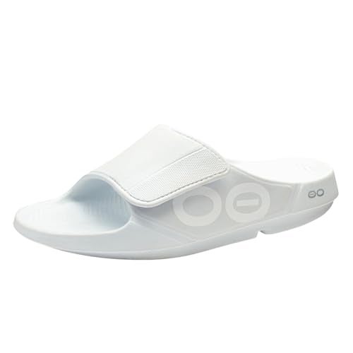 OOFOS OOahh Sport Flex Recovery Sandal, White - Women’s Size 13, Men’s Size 11 - Image 1