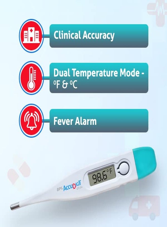 BPL Medical Technologies Accudigit DT-04 Mercury-Free Digital Thermometer With Quick Measurement of Oral & Underarm Temperature in Celsius & Fahrenheit | High Accuracy|Digital Display|Water Resistance - Image 3