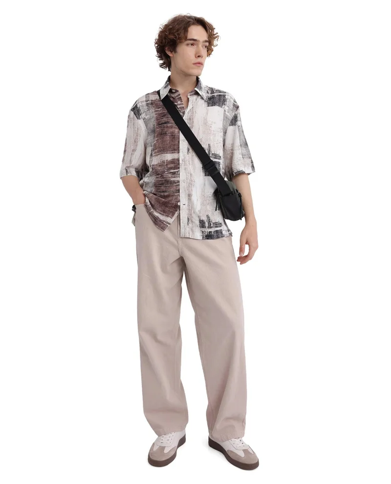 Rare Rabbit Men's Abstract Print Boxy Fit Shirt