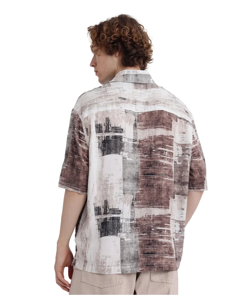 Rare Rabbit Men's Abstract Print Boxy Fit Shirt
