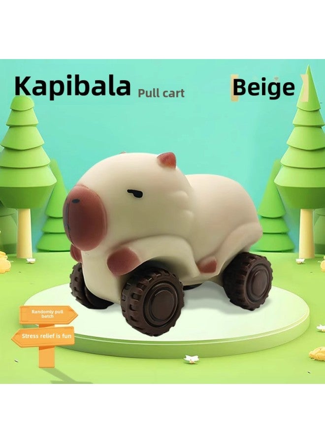 Internet Celebrity Explosions Kapi Balala Pull Cart Stretching Deformation Funny Pinch Music Rebound Decompression Toy Sliding Trolley-Color:Ready Stock Shipped In Seconds❤Kapibala Truck (beige)  - Image 1