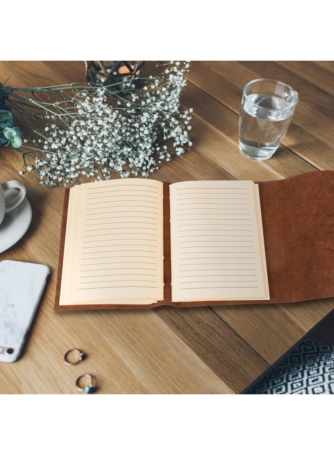 Moonster Leather Journal Lined Notebook Paper - ® Leather Bound Journals for Writing for Women & Men, 18x13cm Ruled Small Notebooks, Kraft Paper with 400 pages, Lined Paper College Ruled & Travel Size - Image 2