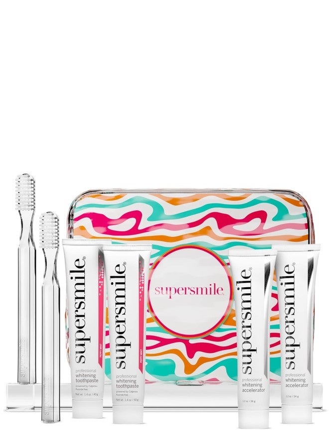 Supersmile Fluoride-Free Whitening System Gift Set with Travel Bag – 2 Calprox® Toothpastes, Accelerators & New Generation Toothbrushes – No Sensitivity, Whitens Up to 6 Shades & Strengthens Enamel - Image 1