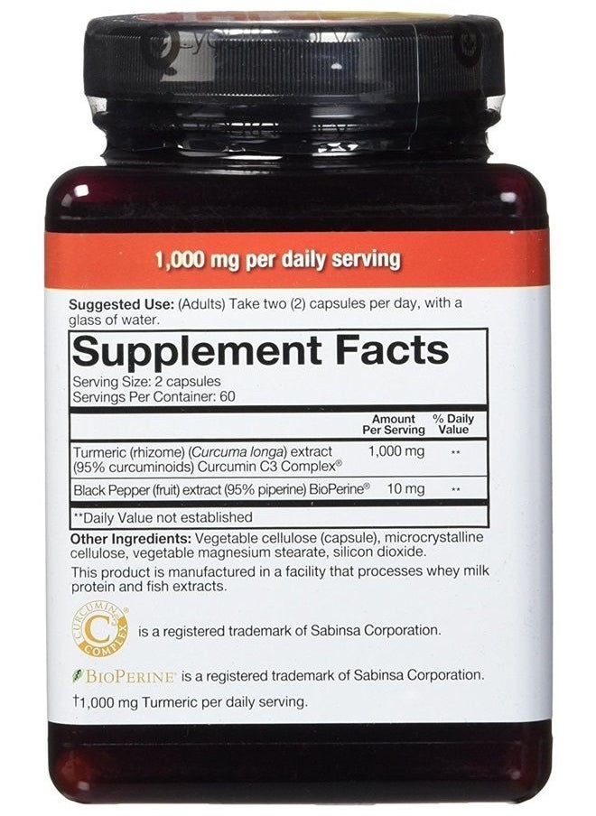 youtheory - Turmeric Extra Strength Formula Capsules 1,000 mg per Daily, 120 Count (Pack of 2) - Image 1