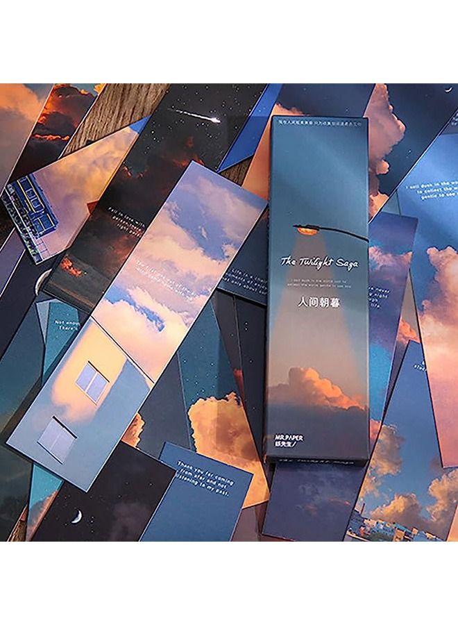 30 PCS Vintage Scenery Theme Paper Bookmarks for Book Lovers, Boxed Bookmarks Set, Book Markers for Students Teachers Book Lovers Book Club Library (Sky) - Image 2