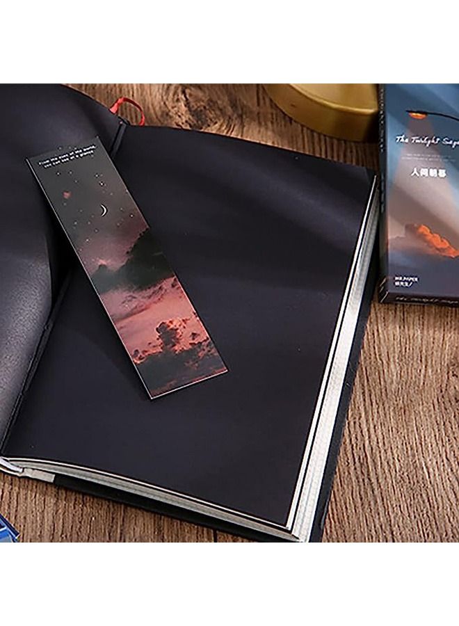 30 PCS Vintage Scenery Theme Paper Bookmarks for Book Lovers, Boxed Bookmarks Set, Book Markers for Students Teachers Book Lovers Book Club Library (Sky) - Image 4