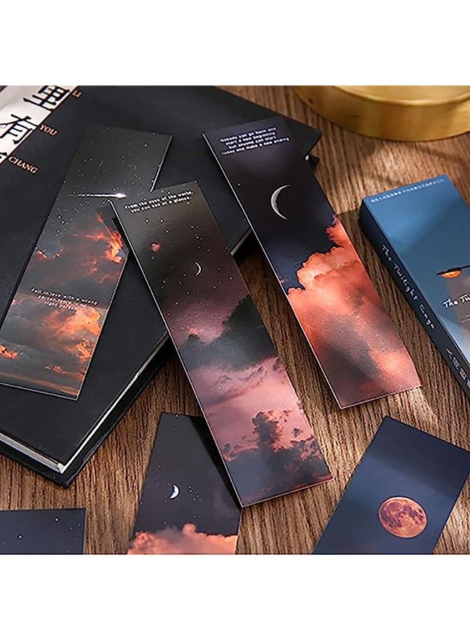 30 PCS Vintage Scenery Theme Paper Bookmarks for Book Lovers, Boxed Bookmarks Set, Book Markers for Students Teachers Book Lovers Book Club Library (Sky) - Image 5