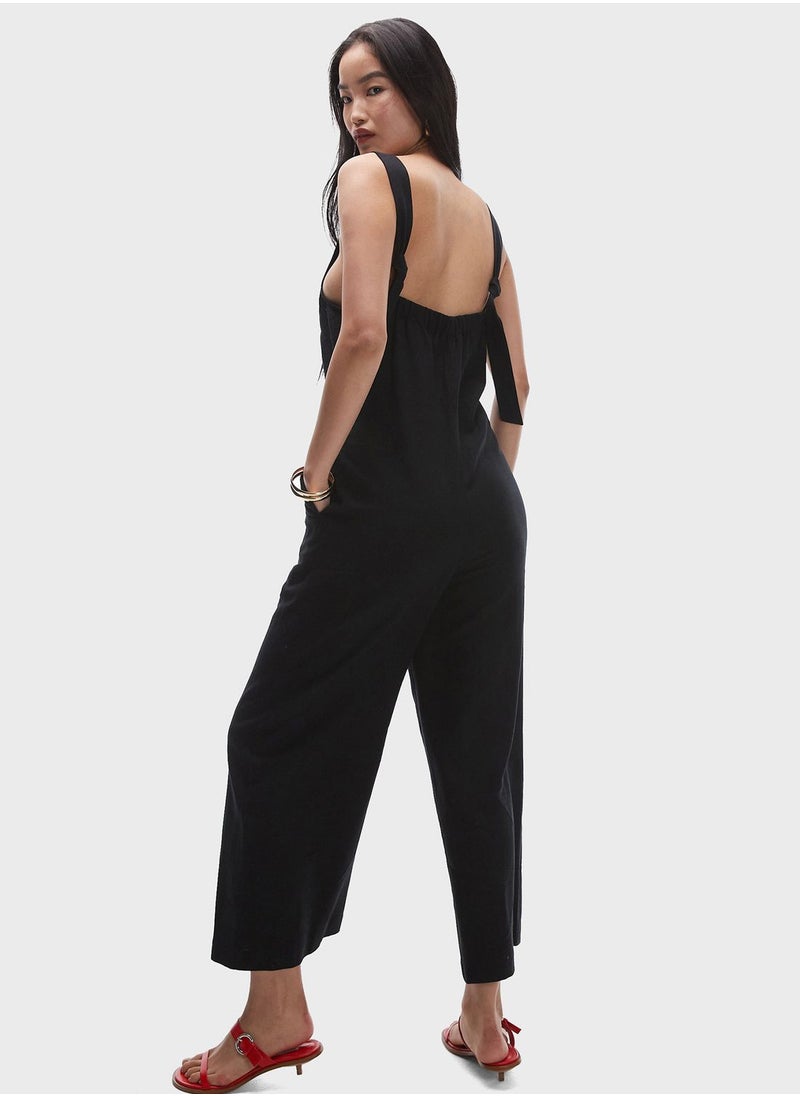 TOPSHOP - Plunge Neck Button Down Jumpsuit - Image 1