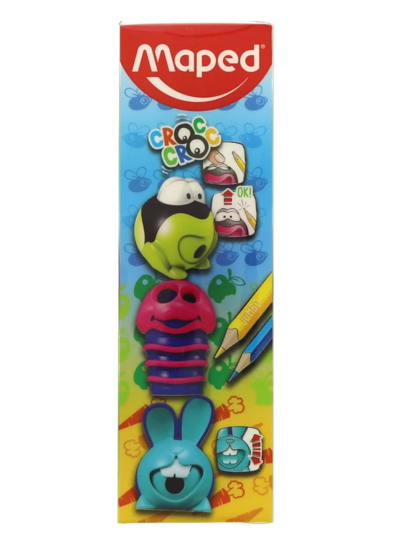 Maped 3-Piece  Croc Croc Sharpener Set Assorted Colours - Image 1