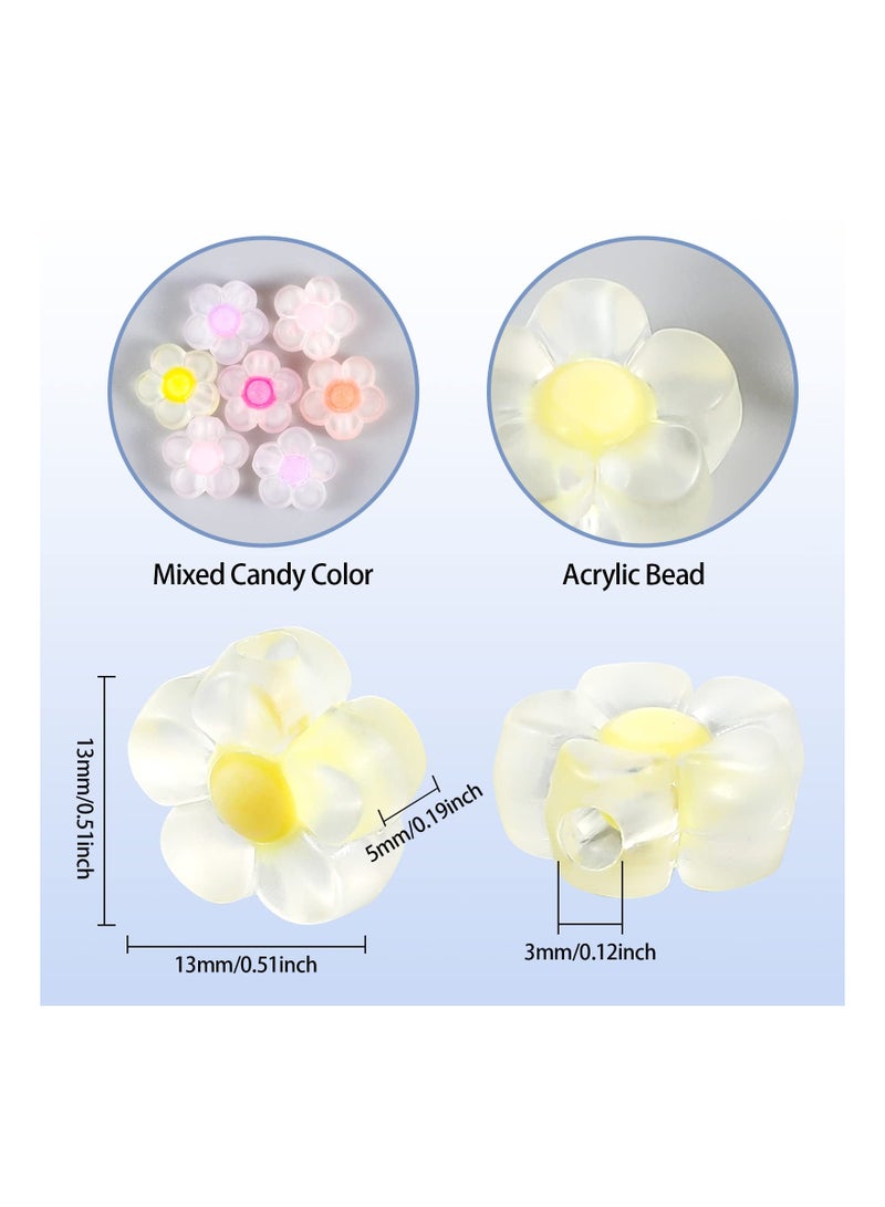 كاست ويف Acrylic Flower Beads Mix Candy Colors, Transparent Daisy Beads Craft Beads for Bracelets Necklace Jewelry Making DIY Crafting, 13mm (200PCS) - Image 5