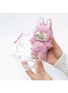 Arabest 2PCS Intended for Labubu case，Clear Figure Display Bag with Keychain for Doll,Plastic Protective Cover(Doll Excluded, 2PCS Style Standing)  - Image 2