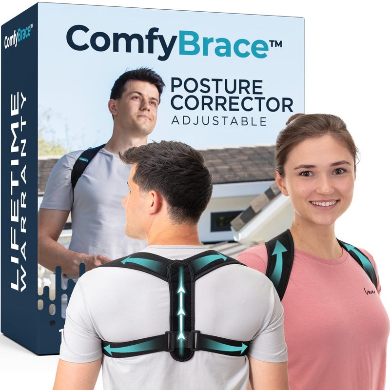 ComfyBrace Posture Corrector-Back Brace for Men and Women- Fully Adjustable Straightener for Mid, Upper Spine Support- Neck, Shoulder, Clavicle and Back Pain Relief-Breathable - Image 1