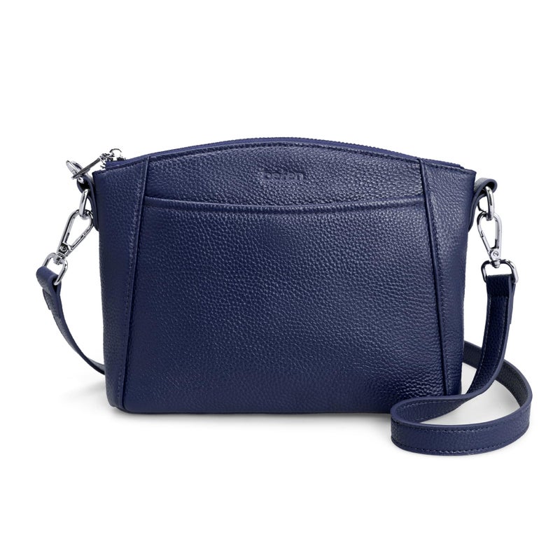 befen Real Leather Small Crossbody Bags for Women Anti Theft Shoulder Bag Purse Handbags with Adjustable Straps Navy Blue for Travel - Image 1