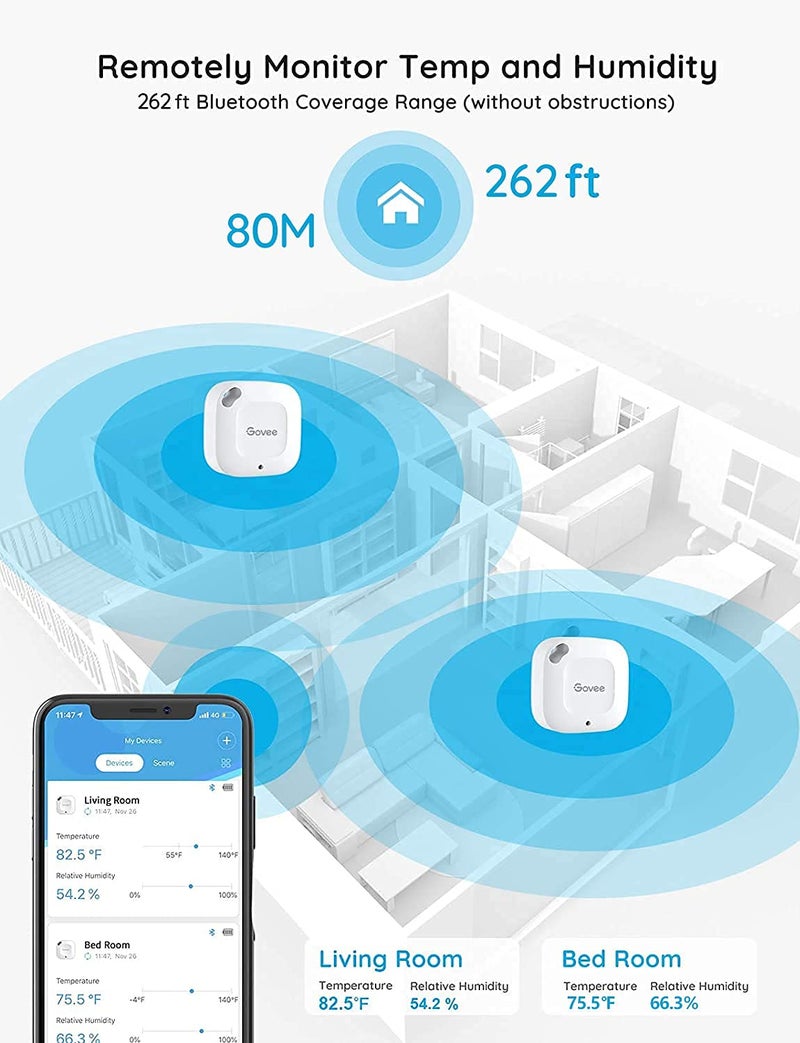 Govee Bluetooth Thermometer&Hygrometer, Mini Accurate Humidity and Temperature Sensor with Data Storage Export for iOS/Android, Temp Humidity Monitor with Alert for House Wine Living Room Baby Room - Image 4