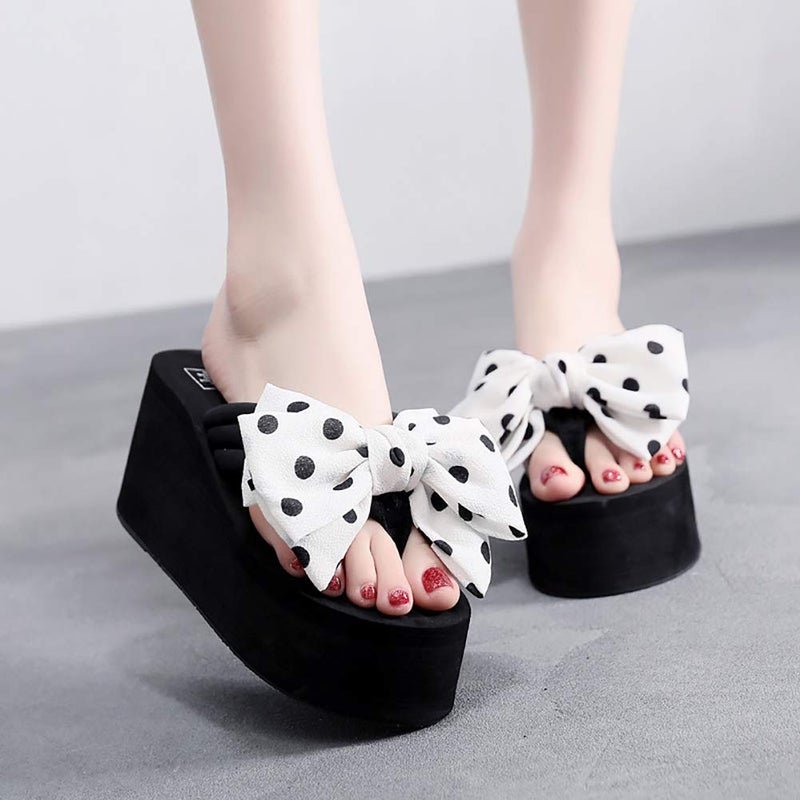 QZUnique Women Flip Flop, Thong Wedge Platform Sandals Arch Support Slippers High Heel Comfortable Cushion Shoes Summer Beach - Image 2