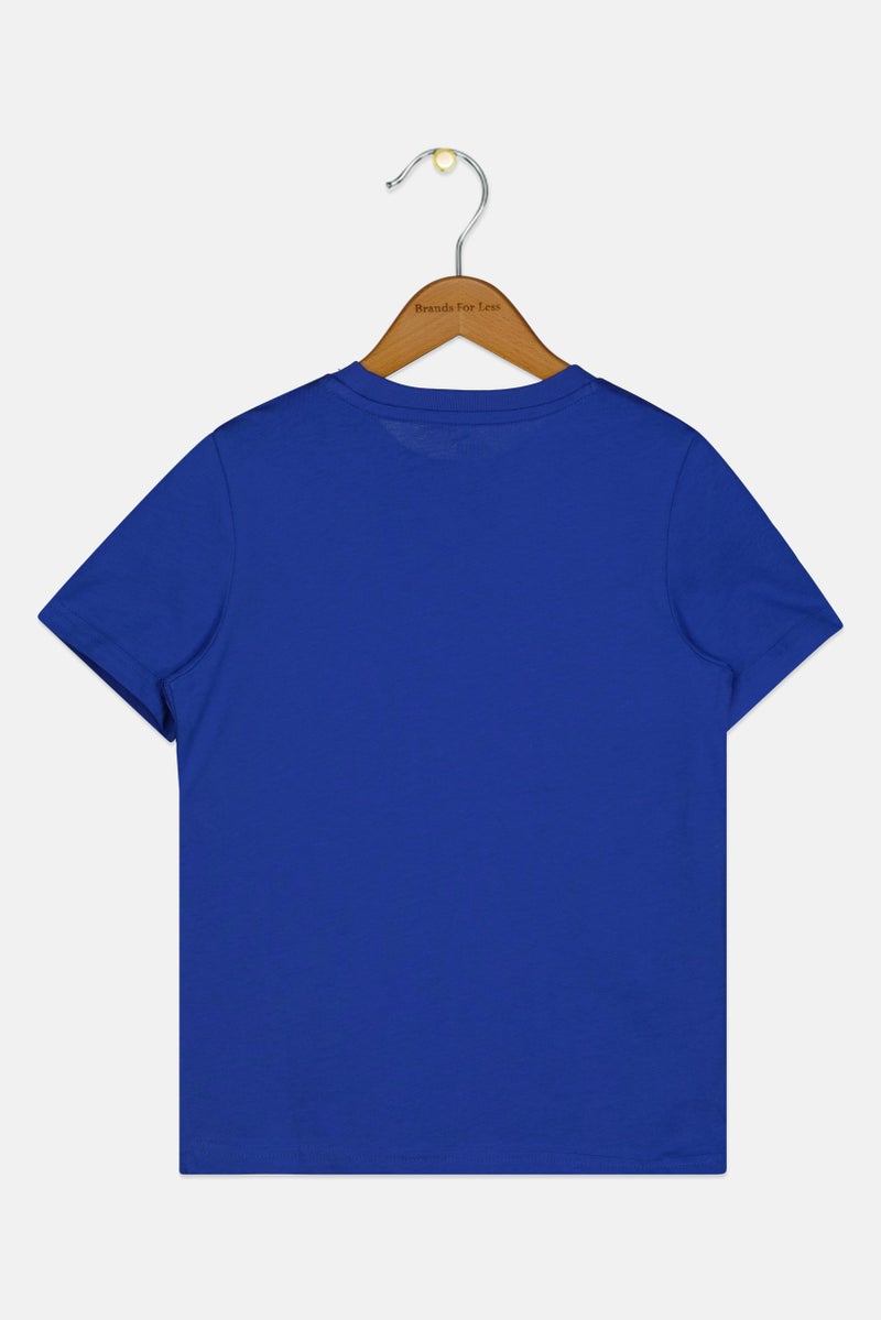 PUMA تي شيرت رياضي للأطفال الأولاد بأكمام قصيرة مناسب للخارج، أزرق - Image 2