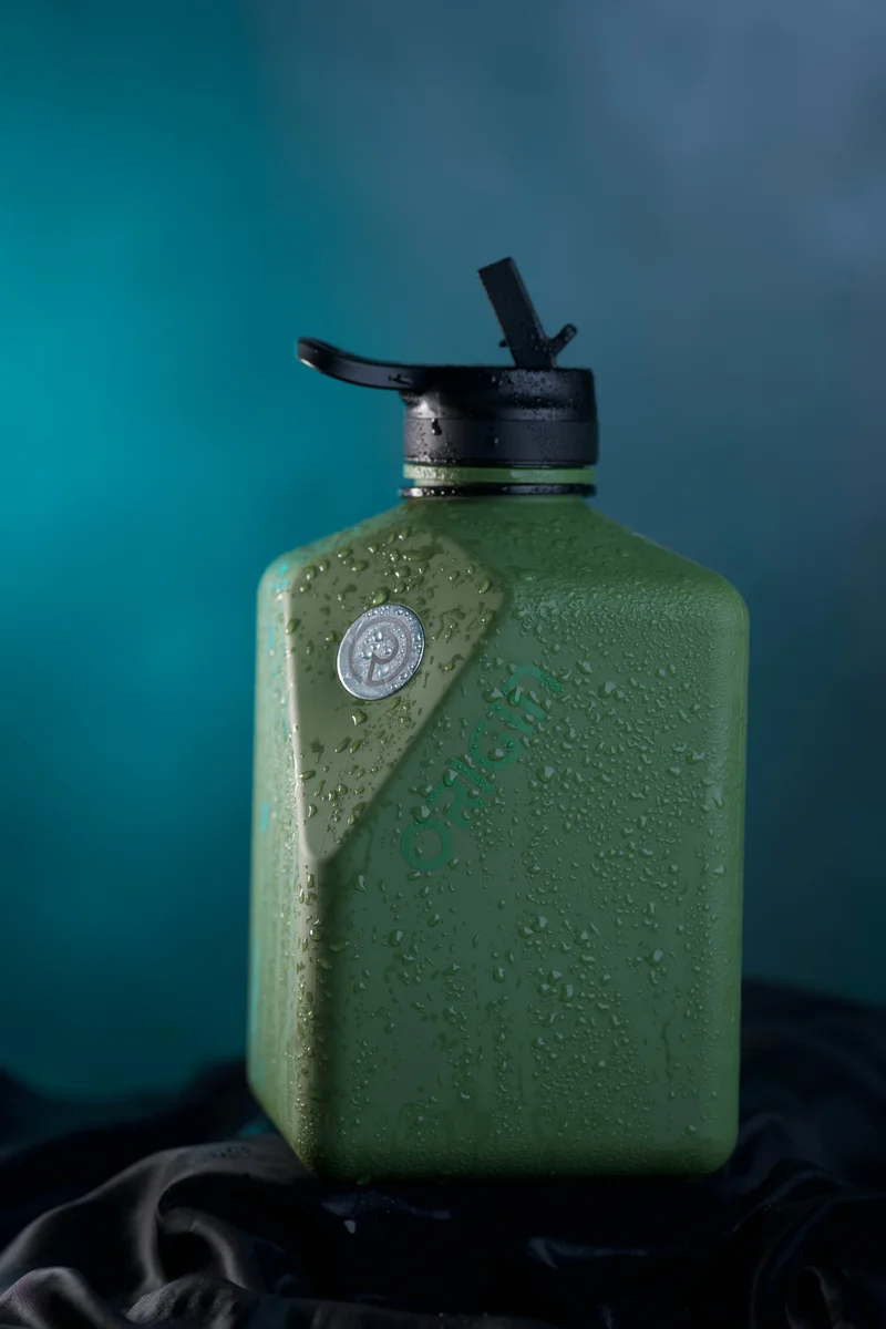 Sports Origin Origin Bottle - 2.7L Oversized Magnetic Tripod Water Bottle Fitness Gym BPA FREE Accessories Leakproof - Military Green