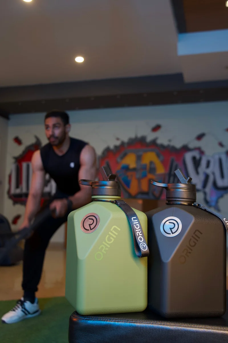 Sports Origin Origin Bottle - 2.7L Oversized Magnetic Tripod Water Bottle Fitness Gym BPA FREE Accessories Leakproof - Military Green