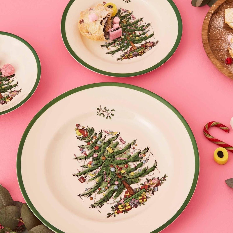 Spode Christmas Tree 9Inch Luncheon Plate Set of 4  Porcelain Dinner  Appetizer Plate HolidayThemed Serving Plate Microwave  Dishwasher Safe Festive Collectible Seasonal Dining Plate - Image 5