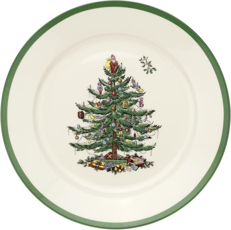 Spode Christmas Tree 9Inch Luncheon Plate Set of 4  Porcelain Dinner  Appetizer Plate HolidayThemed Serving Plate Microwave  Dishwasher Safe Festive Collectible Seasonal Dining Plate - Image 2