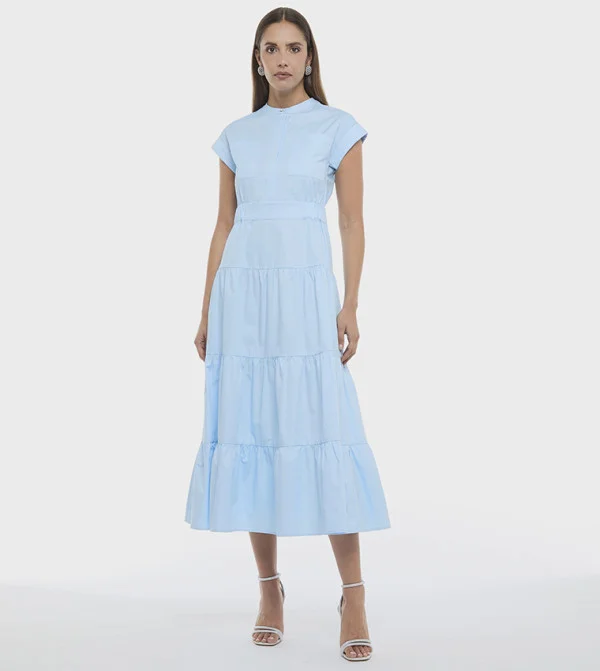 بي سي بي جي BCBG TIRED POPLIN DRESS