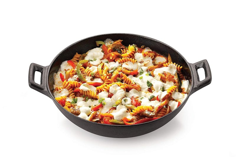 Petals PreSeasoned Cast Iron Kadai Wok Pan 24cm Induction Compatible - Image 3