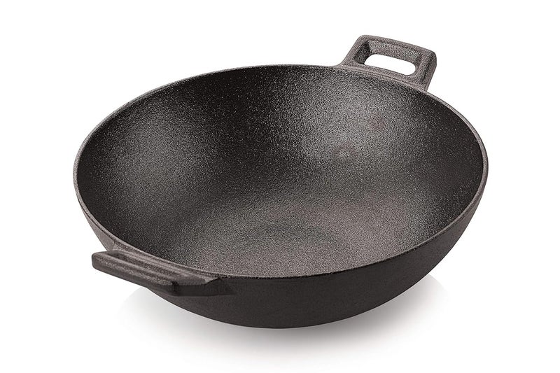 Petals PreSeasoned Cast Iron Kadai Wok Pan 24cm Induction Compatible - Image 4