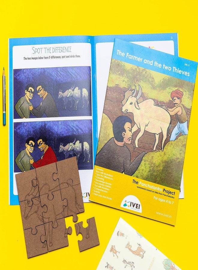 IVEI Panchatantra Kids Learning Book - Workbook and DIY Puzzle of Panchatantra Story - Colouring Activity Worksheets - Creative Fun Activity and Education For Kids - The Farmer and the Two Thieves ( Age 4 to 7 Years ) - Image 5