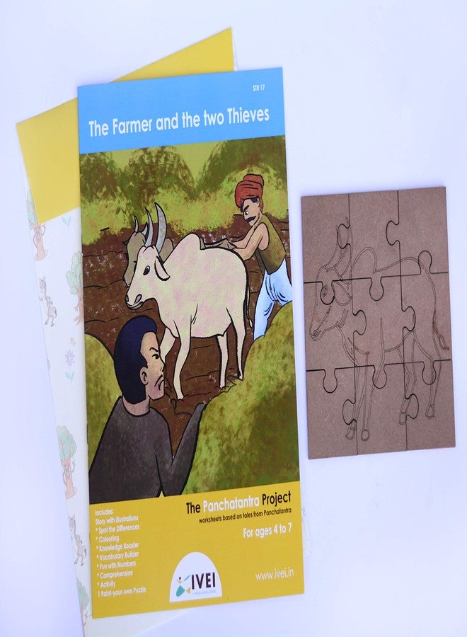 IVEI Panchatantra Kids Learning Book - Workbook and DIY Puzzle of Panchatantra Story - Colouring Activity Worksheets - Creative Fun Activity and Education For Kids - The Farmer and the Two Thieves ( Age 4 to 7 Years ) - Image 4
