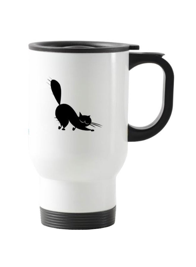 RYN Cat Printed Travel Mug White 13centimeter