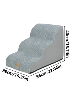 WISFOR Non-Slip Pet Ramp Stairs Gray Dog Stairs 40cm Height Dog Ramp for Bed and Couches Pet Dog Steps 3 Tiers Training Stairs Grey 3 Steps Dog Ramp Stairs Removable and Washable  - Image 2