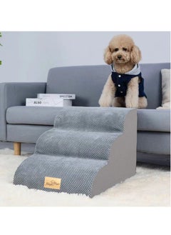 WISFOR Non-Slip Pet Ramp Stairs Gray Dog Stairs 40cm Height Dog Ramp for Bed and Couches Pet Dog Steps 3 Tiers Training Stairs Grey 3 Steps Dog Ramp Stairs Removable and Washable  - Image 5