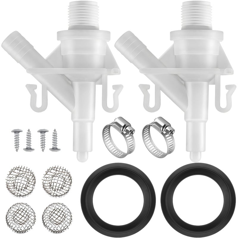 Dreyoo Toilet Water Valve Compatible with Sealand 300 310 311 320 and 321 Series Pedal-Flush Camper Trailer Marine Toilets, Flush Valve Replacement with Sealing Ring(2 Set)