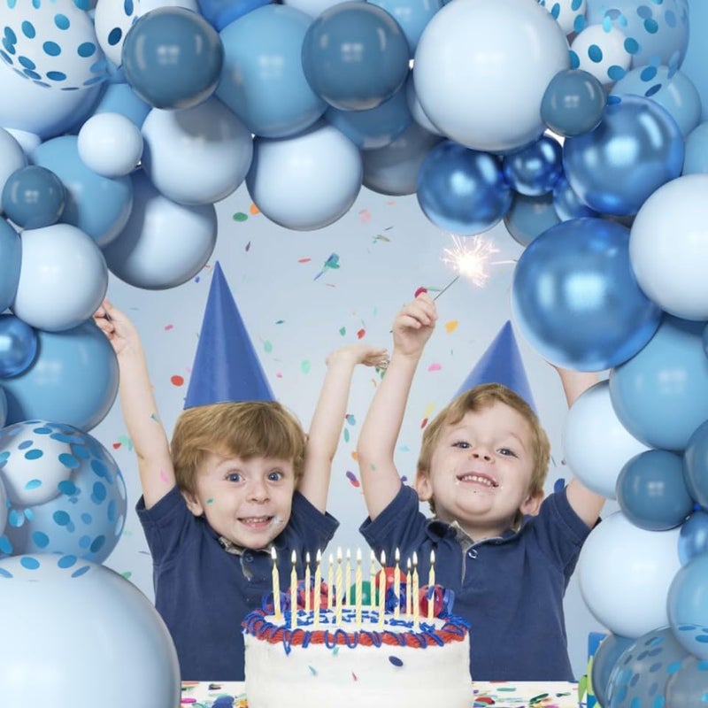 Amandir 153pcs Blue Balloon Garland Arch Kit, Different Sizes 18 12 10 5 inch Latex Metallic Confetti Blue Balloons for Boys Birthday Baby Shower Ocean Theme Party Anniversary Decoration Supplies - Image 4