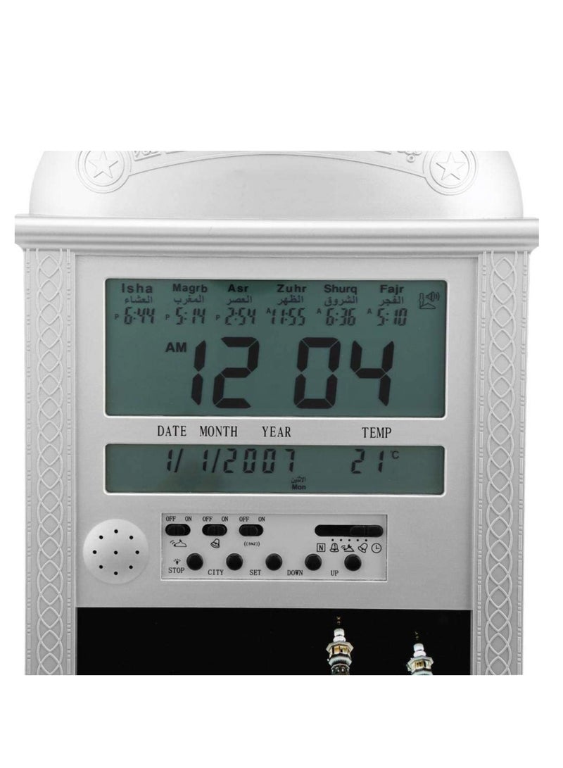 Azan Watch Makkah Azan Sound Prayer And Alarm Clock With Snooze Option silver - Image 4