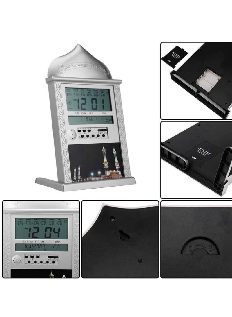 Azan Watch Makkah Azan Sound Prayer And Alarm Clock With Snooze Option silver - Image 3