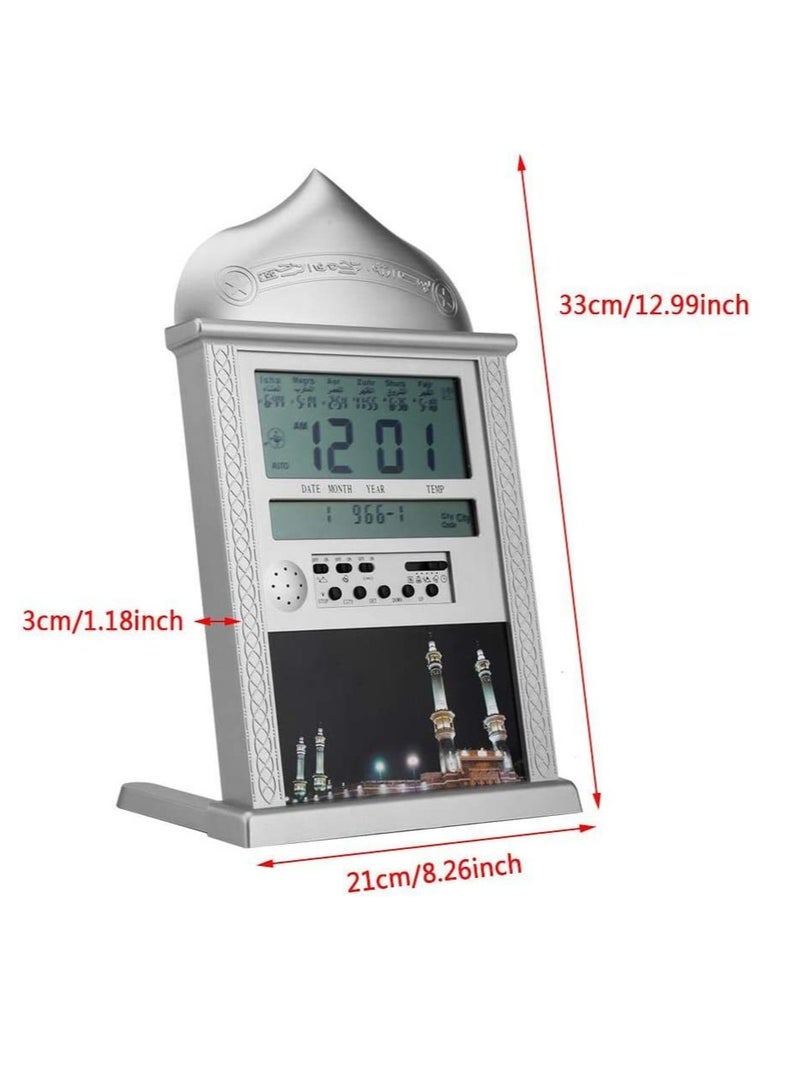 Azan Watch Makkah Azan Sound Prayer And Alarm Clock With Snooze Option silver - Image 2