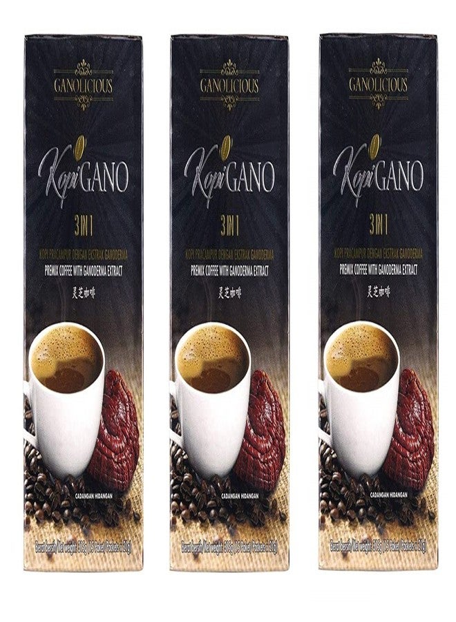 Generic TOTALLYAWESOME Gano Excel Gano Cafe Ganocafe 3 in 1 Ganolicious Premix Coffee With Ganoderma Extract 15 Sachets (3 Box) - Image 1