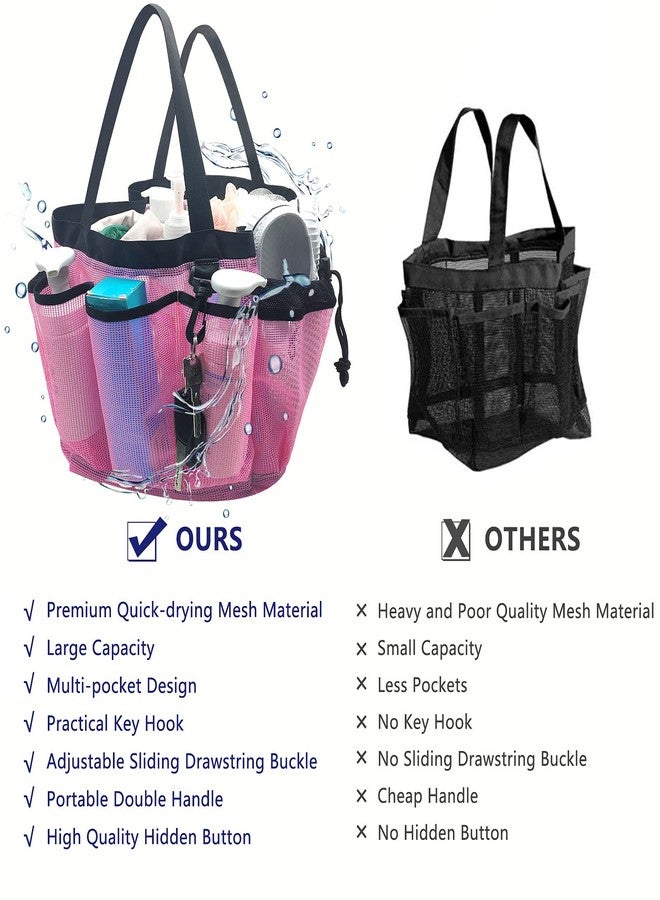 Moyad Large Mesh Shower Caddy Hanging Beach Tote Bag Travel Portable Cleaning Caddy Shower Organizer Camping Accessories College Dorm Room Essentials, Pink - Image 3