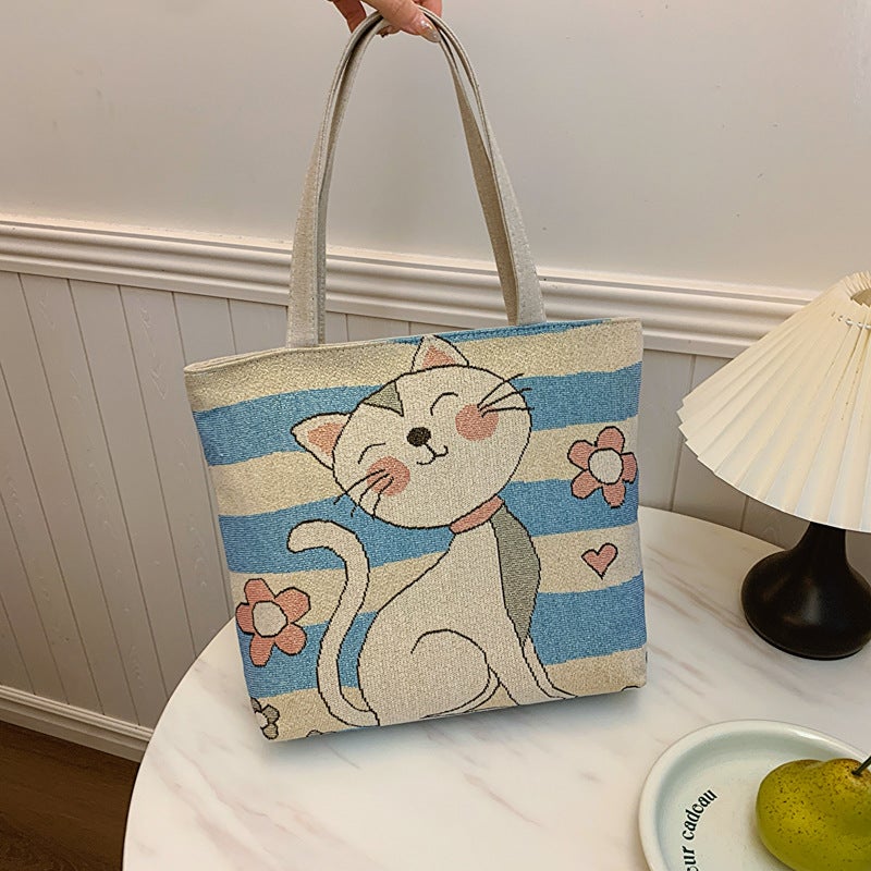 New Ethnic Style Gold Silk Cloth Bag Fashion Shoulder Bag For Women Cute Shopping Bag Supply Literary Canvas - Image 5