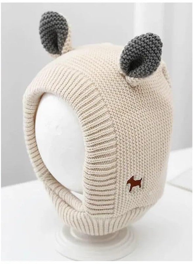 EvoNest Wool Animal Designed Knitted Cap for 6-12 Months Baby | Winter Warm Hat Earflap Beanies Caps- Diameter 45-50cms (Beige) - Image 3