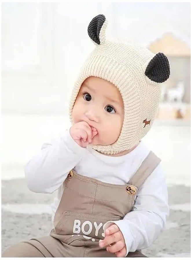 EvoNest Wool Animal Designed Knitted Cap for 6-12 Months Baby | Winter Warm Hat Earflap Beanies Caps- Diameter 45-50cms (Beige) - Image 2