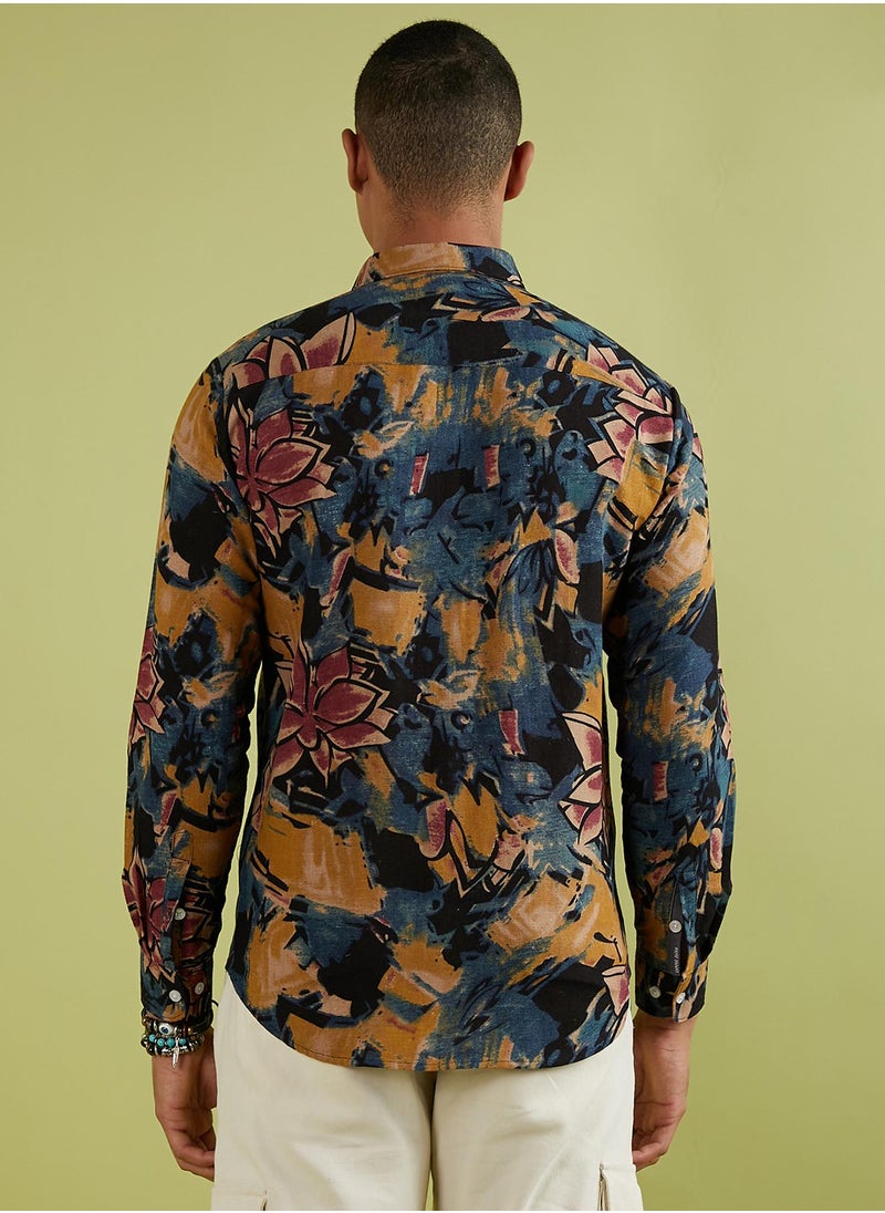 كامبوس سوترا Men's Multicolour Artistic Flowers Shirt  - Image 5