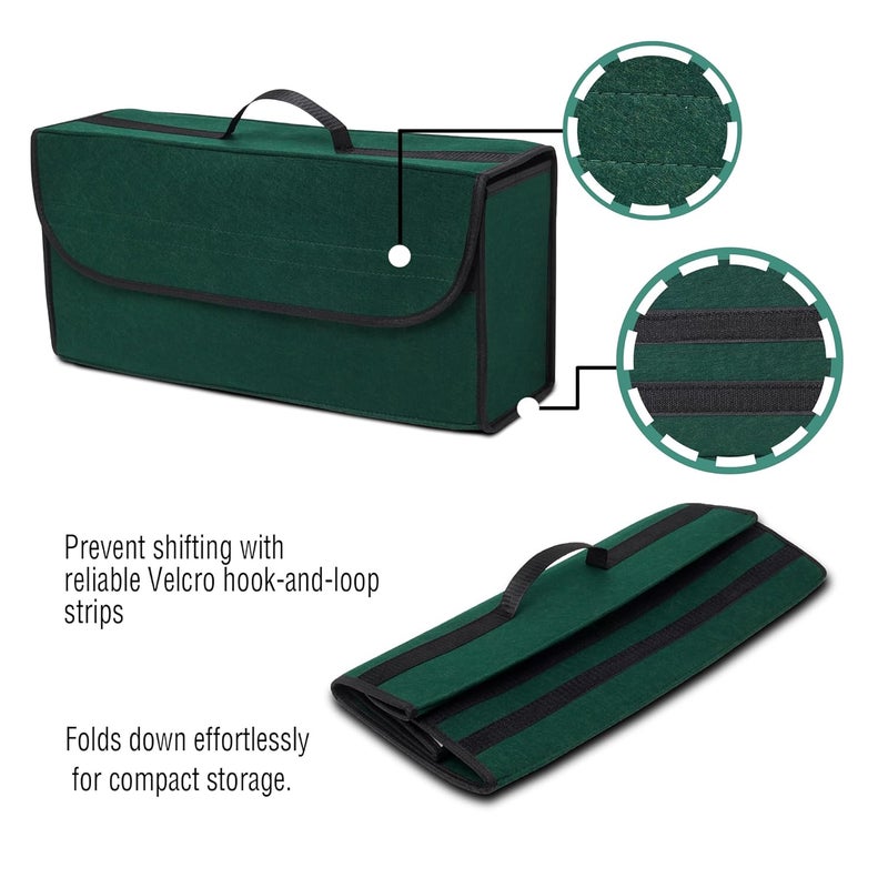 JVCV منظم صندوق السيارة الكبير ®، تخزين السيارة ومنظم ملحقات السيارة المضادة للانزلاق لمنظمة السيارة، SUV، سيدان، شاحنة، ميني فان قاعدة مضادة للانزلاق (كبير - أخضر) - Image 2