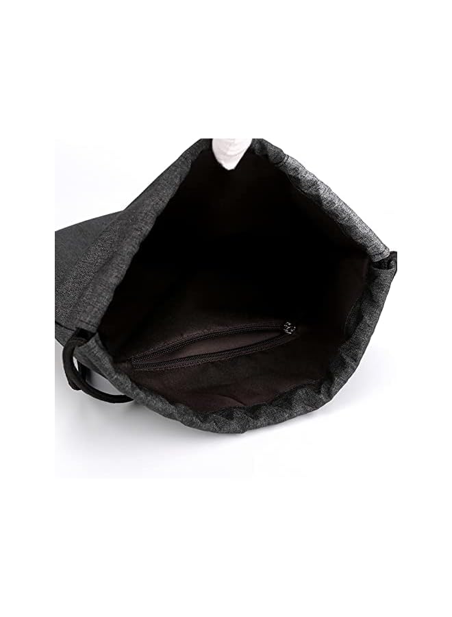 PROMASS Drawstring Sackpack Bag, Waterproof Oxford Cloth Backpack Gymsack With Pocket Gym Sports Bag And Earphone Hole Outdoor Exercise Running Swimming Backpack Unisex - Grey - Image 5